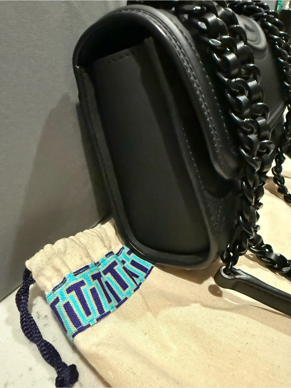 Tory Burch Black Quilted Shoulder Bag with Tassel